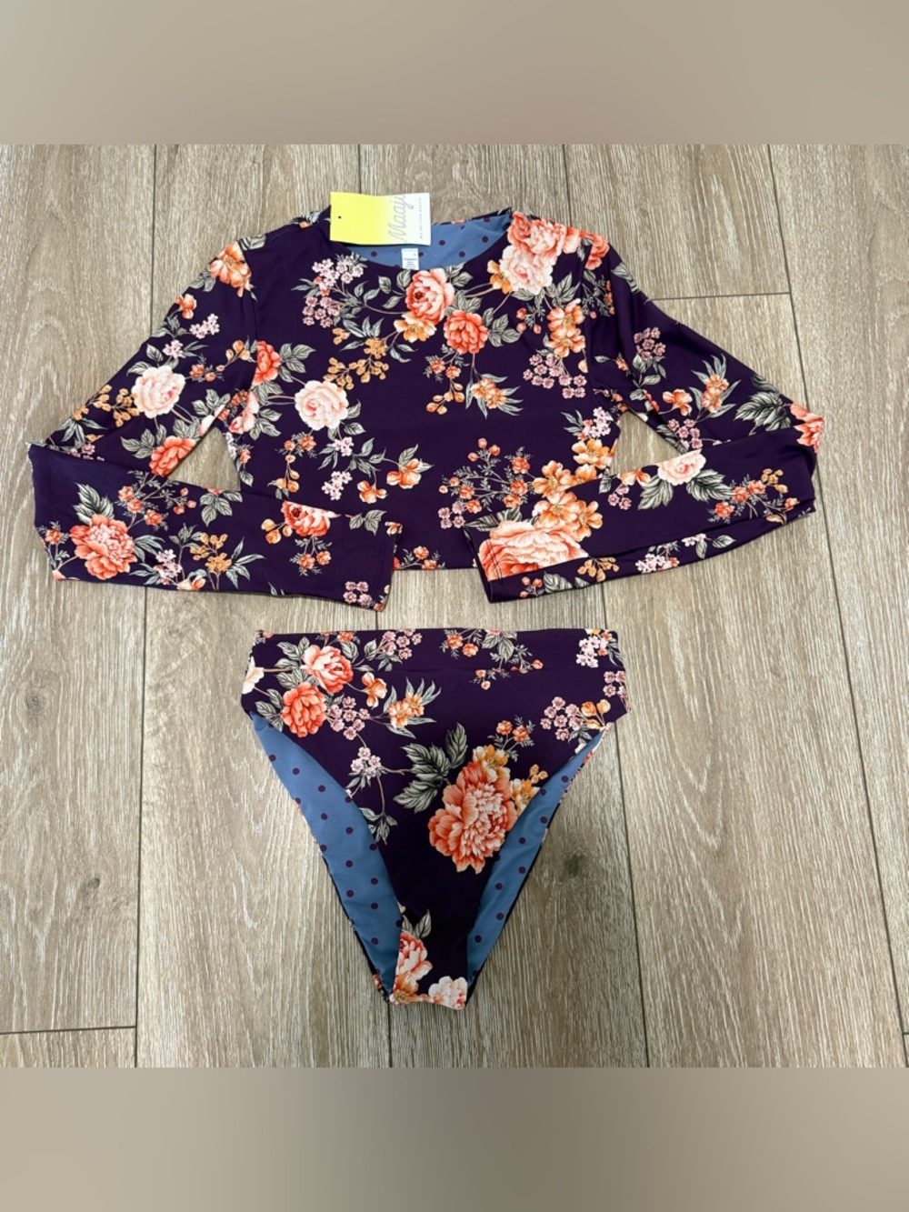 NWT Maaji Vintage Floral Bikini Rashguard Set M